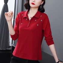 Long sleeve lady t-shirt 2022 Spring new mother dress turtshirt 40-year-old relaxed POLO collar body for autumn