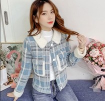 2022 Spring and autumn season Han version of the new grid Mao collar Leisure loose jacket Womens fashion Straight cylinder Short-style jacket