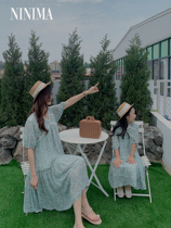 Niney Mom Summer Vintage Around Huansen Family Dress V-collar Fashion Cake Kindle