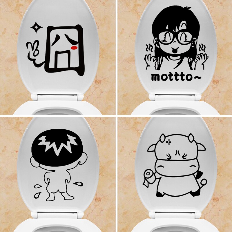 Cartoners Toilet Sticker with Makeup Room Waterproof Personality Toilet Lid Decorations Stickers Creative Bathroom Wall Stickers