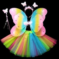 Feather Butterfly Wings Little Girl Crystal Childrens Tassel Performance Colorful Yarn Wings Back Princess Costume