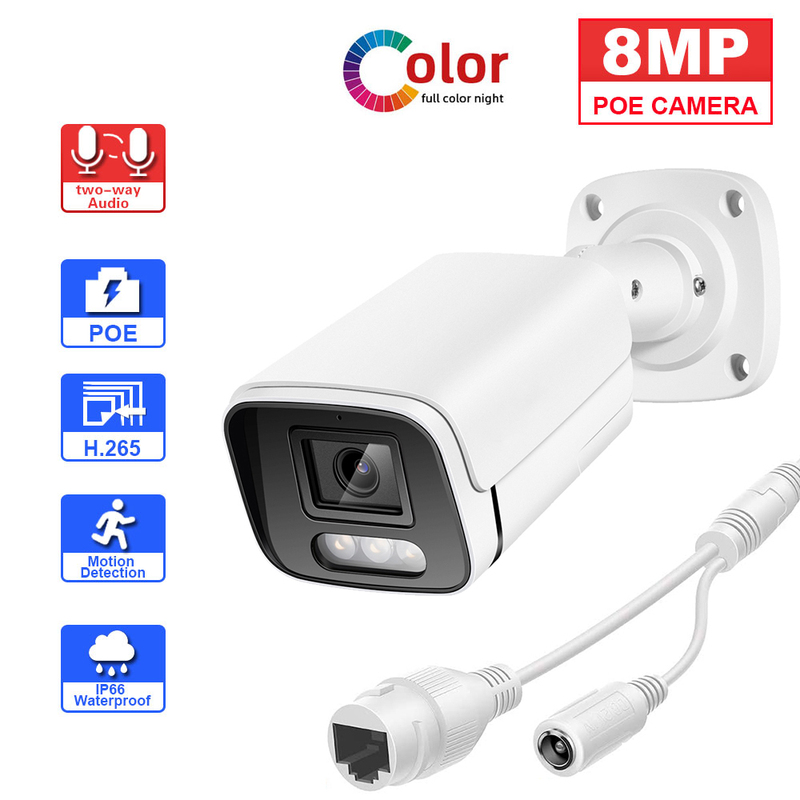 CC-TV Security 4K Bullet POE IP Camera Home Onvif Xmeye P2P