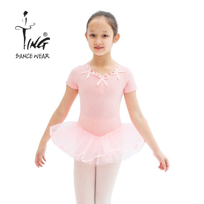 Chen Ting Girl Ballet Long Sleeve Dress Child Dance Practice Yarn Dress Kindergarten Fluffy Skirt Performance Dress