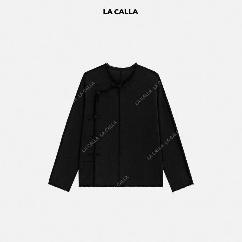 Shen Qiuqiu La Calla Tencel Spring and Autumn Ramie Brushed Top Handmade Buttoned Shirt Long Sleeve Oy-Pv8653