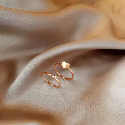 Chow Tai Fook Huamei niche design ring female fashion personality titanium steel does not fade fashion personality rose gold cold