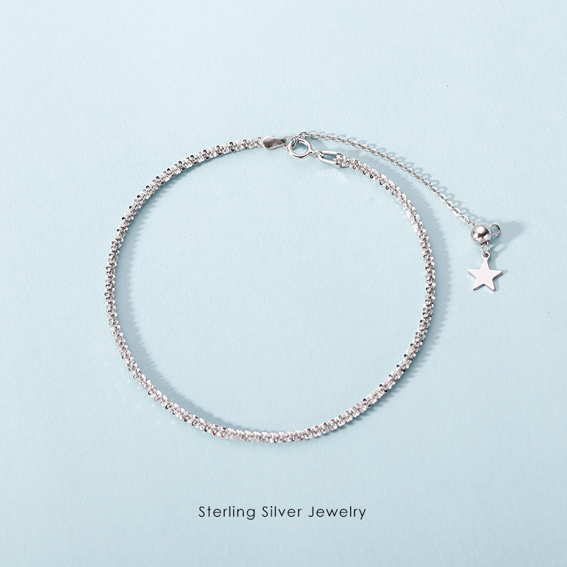 Zhou Dafu Huanmei 925 Pure Silver Foot Necklace female Han Edition Brief Student Girlfriends Small Crowdsourced Design Net Red Pentagram