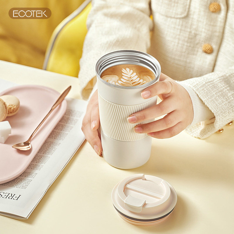 ECOTEK Insulated Cup Schoolgirls Fresh And Cute Superior Sense Coffee Cup Brief Large Capacity Onboard Water Glass Submale