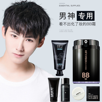 Mens BB cream Concealer Acne Isolation Plain Cream Foundation Cream Natural Color Light Makeup Cosmetics Set Beginners