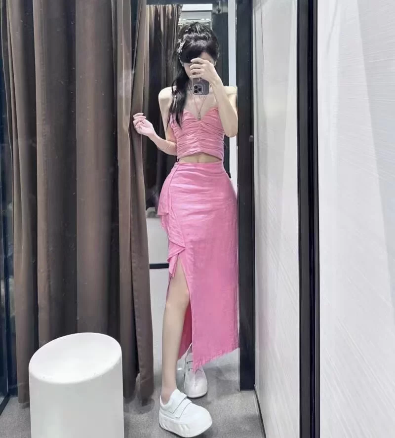 Платье/одежда осеннее для женщин ZARA KISS сdopamine ношение льняногоBlend ткани складки, слоение юбки 8041709