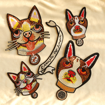 Cartoon personality animal dog embroidery badge sticker clothes decoration bag repair hole patch patch patch patch DIY cloth patch