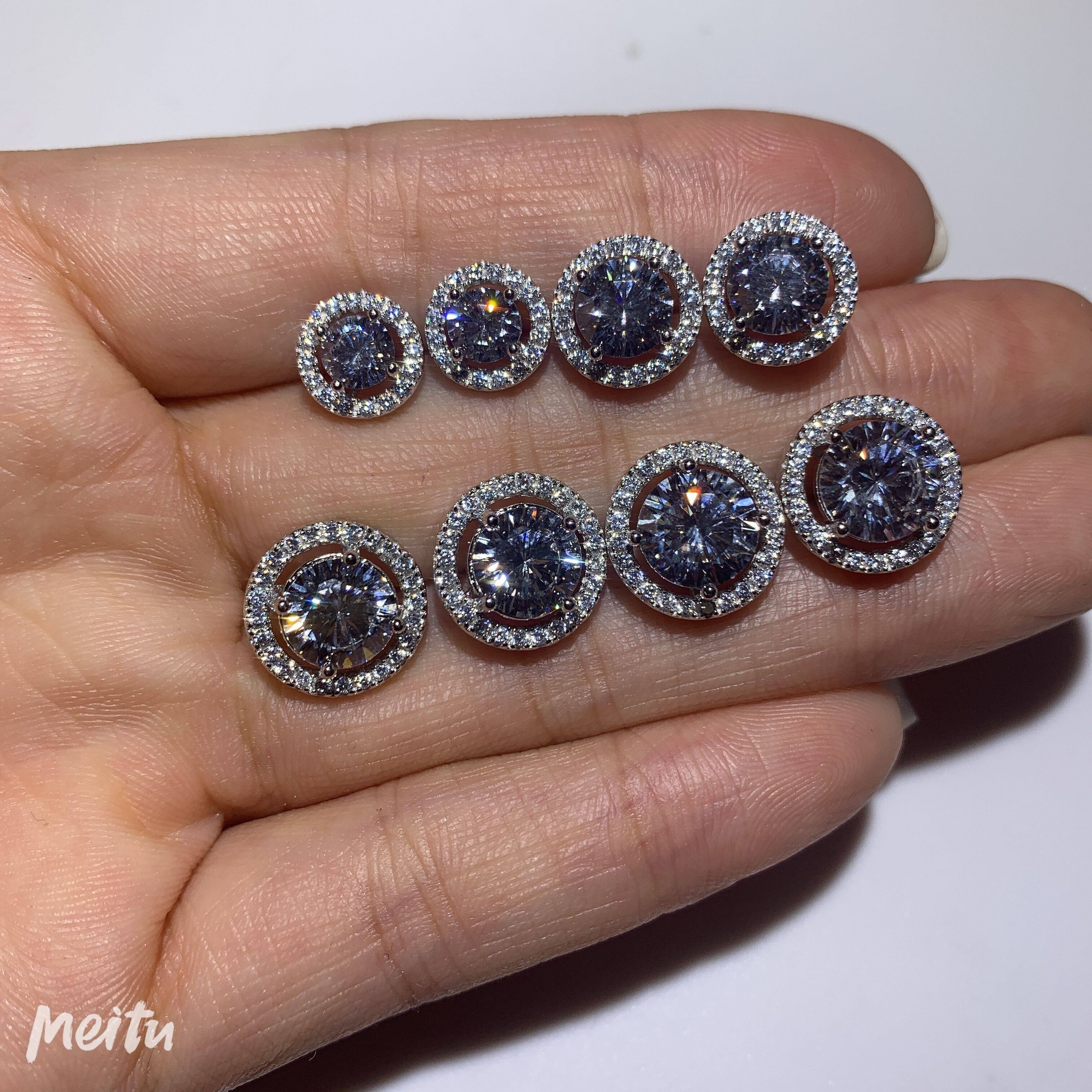 Pt950 Platinum Imports USA Mossan Diamonds D Color Luxurious Dandelion 18K Platinum Full Drill Round Wrap Ear Pin