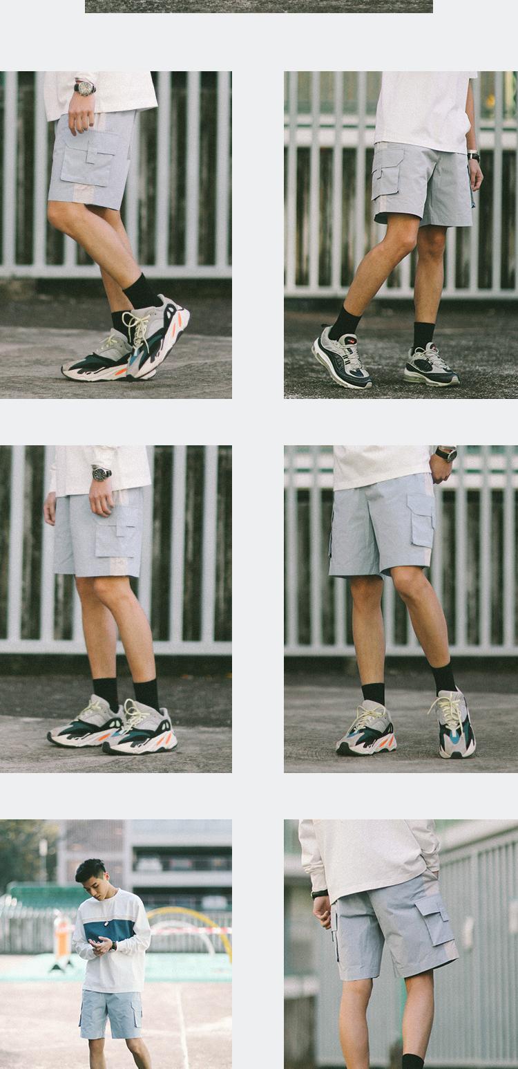 PSO Thương hiệu 18SS SWEAT SHORTS Double Pocket Stitching Tương phản Quần lửng Quần lửng quần nam đẹp