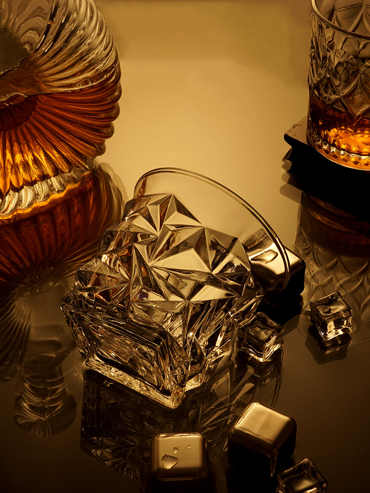 Crystal Glass Whiskey Cocktail Glass Set for Home Use, Vintage Carved Beer Glass, Water Glass, Liquor Glass, Bar