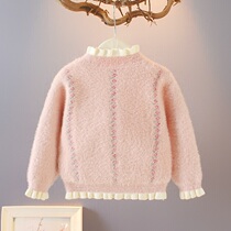Childrens water mink jacket head sweater 2022 autumn and winter style Thickened Ocean Gas Girl Child Knit Undershirt Blouse