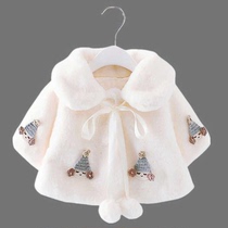 Female Baby Autumn Winter Clothing Clothe Shoulder Jacket 0-1 Year Old Tide Baby Boy Clothing Out Of The Hood 2 Foreign Air Princess Fur Clothes
