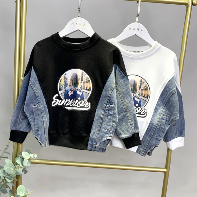 Boy Cavet sweatshirt 2022 New girl's CUHK Thickening Autumn Winter Dress Foreign Pie Autumn boy Han version of the tide