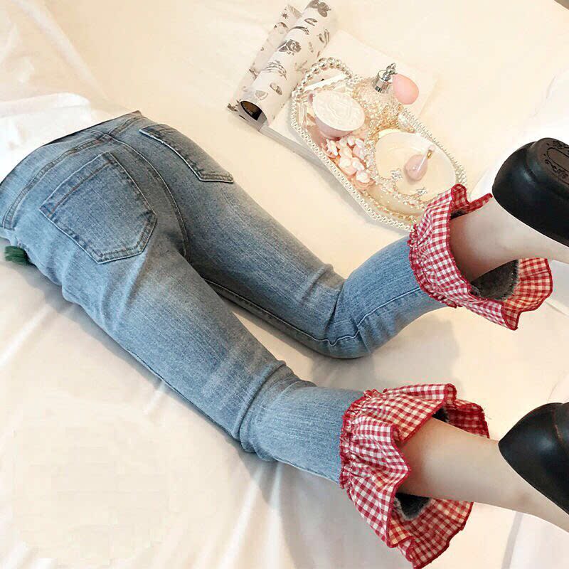 Girl Jeans 2022 New Summer Dress CUHK Child Pants Spring Dress Child Dress Foreign Girl 90% Pants