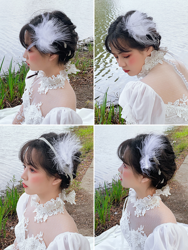 Feather headdress hair Carson fairy fairy fairy hair clip side clip girl Japanese cute ancient style hanfu hair accessories