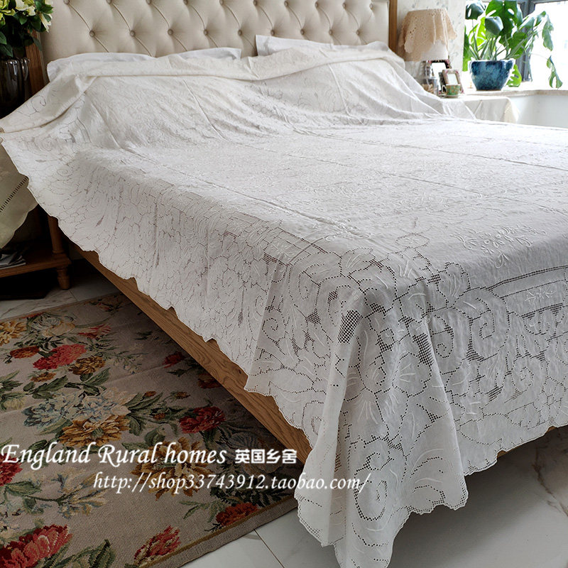 Exported Italian collection-level embroidered linen bed cover curtain with high cost performance 2 4*2 7m