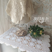 Classic foreign trade old stock full thin line handmade crochet cotton beige square scarf cover delicate and soft