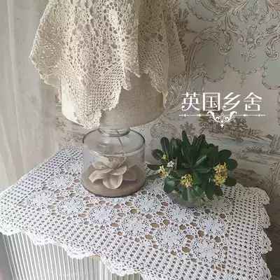 Classic foreign trade old inventory full fine line handmade crochet pure cotton beige square towel cover towel delicate and soft