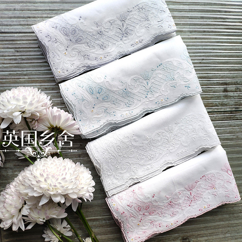 Classical Ensemble Export British Pure Cotton Reworked Hand Embroidered dresses Crafts Process Gift pendulum decorated with four-coloured handmade handkeratons