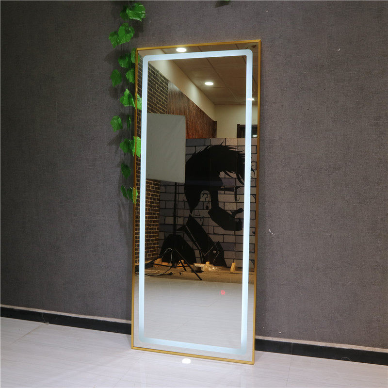 Net Red Hairdressingshop Mirror Desk Hair Salon Special Beauty Hair Lens Table LED luminous single-sided mirror table Wall hanging by wall Ricoscope