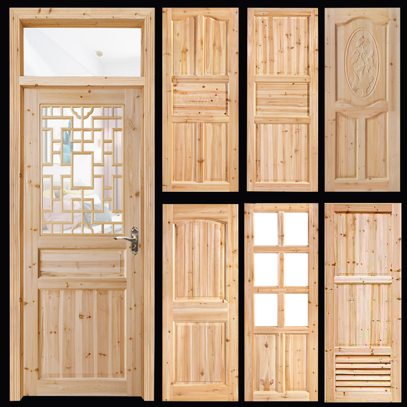 Customized new Chinese antique doors and windows fir logs solid wood doors interior doors barn door set concierge bedroom doors