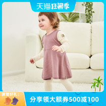 JANUS Norway Merino spring and Autumn baby Korean dress female baby warm suspender small skirt outside the base