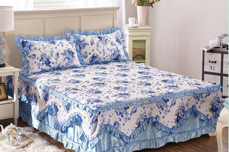 Giường bông váy giường bao gồm bông bông giường bìa xù quilt cover dày bông duy nhất mảnh bông không trượt 1.8m 2.0m