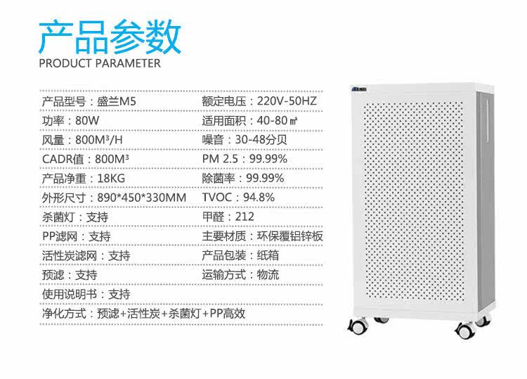 盛兰家用ffu空气净化器氧吧工业级空气净化器除雾霾神器