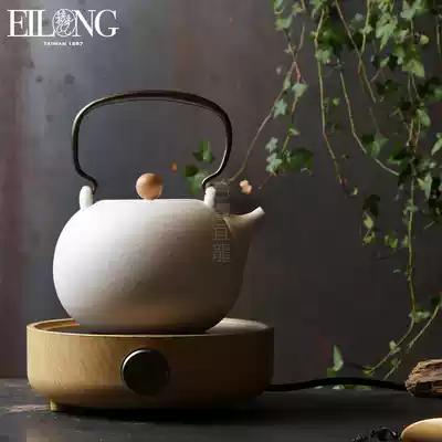 Japanese-style Yilong large tea cooker high temperature resistant handmade white mud moon spring pottery home lifting beam boiling water teapot