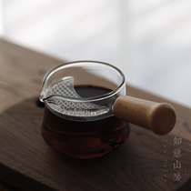 Taiwan Yilong wood filter Fair cup Beech wood side handle Heat-resistant glass male cup Cooking Teapot Kung Fu tea set