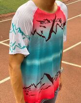 WIND ON THE CLOUDS New Racing T-Shirt Mirror Mountains 3D Knitted Competitive Marathon Cross-Country Running