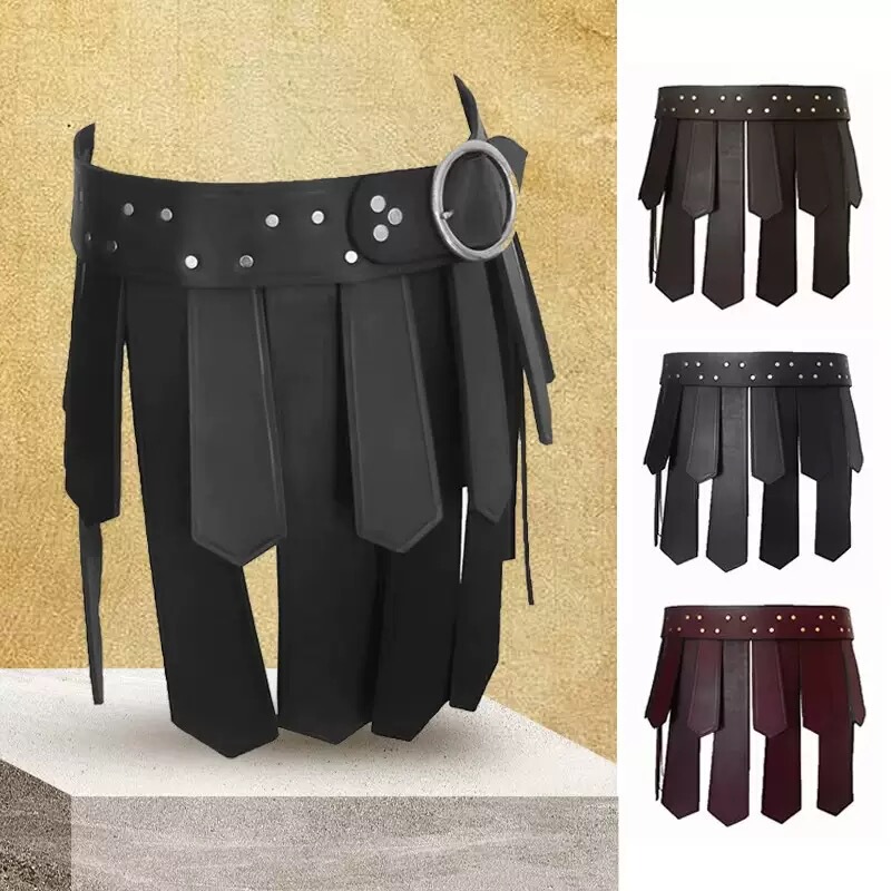 Medieval Greek and Roman Skirt, Spartan Cosplay Gladiator Armor Skirt, Viking Retro Belt, Orc Half Skirt