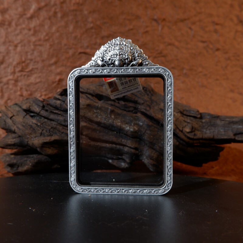Tangka Box Double-Sided Pure Silver 999 Pure Silver Tangka Case Double-Sided Tempered Glass Waterproof Empty Case Pendant