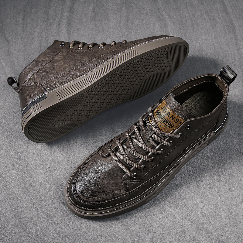 Martin Boots Male middle cylinder 2022 New wave Inn Wind Men's shoes Spring shoes High-cylinder men's leather shoes 100 lap