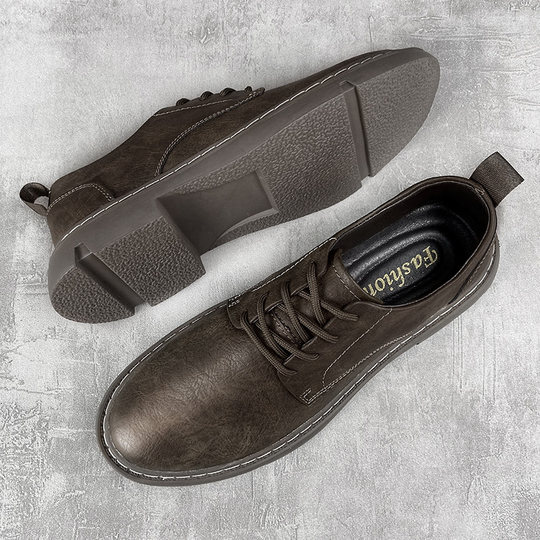 Martin boots men's low-top British spring men's shoes spring and autumn heightening work shoes men's casual leather shoes genuine leather