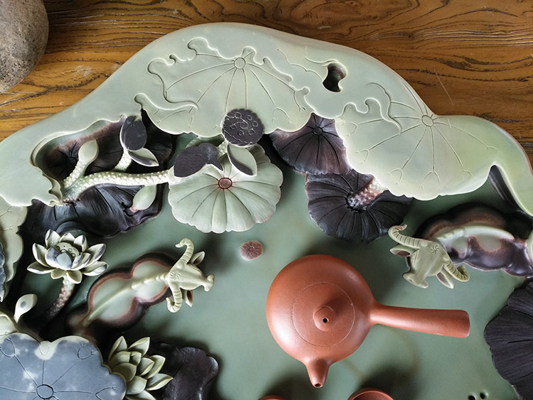 Shu is a purple robe jade belt stone tea tea tray with the whole piece of the original natural stone, stone tea set contracted dry mercifully set