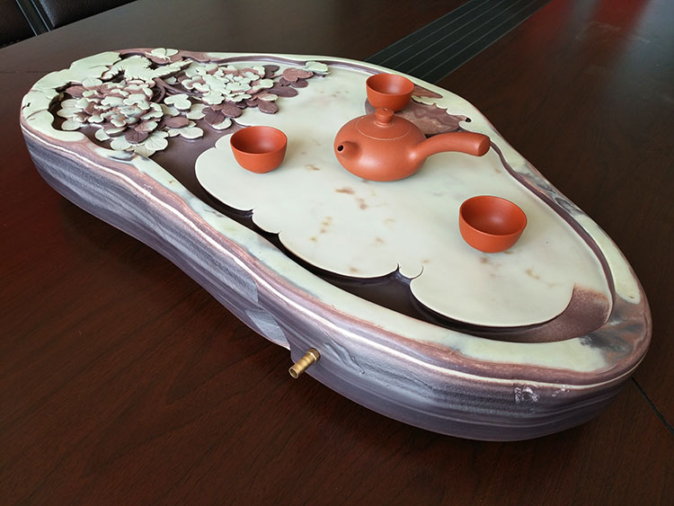 Shu is a purple robe jade belt stone tea tea tray with the whole piece of the original natural stone, stone tea set contracted dry mercifully set