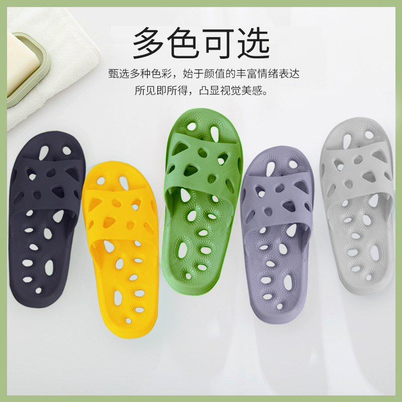 Bathroom Slippers for Women, Non-Slip, Hollow, Water-Draining, Quick-Drying, Breathable, Cool Slippers for Men, Indoor, Silent, Home Use