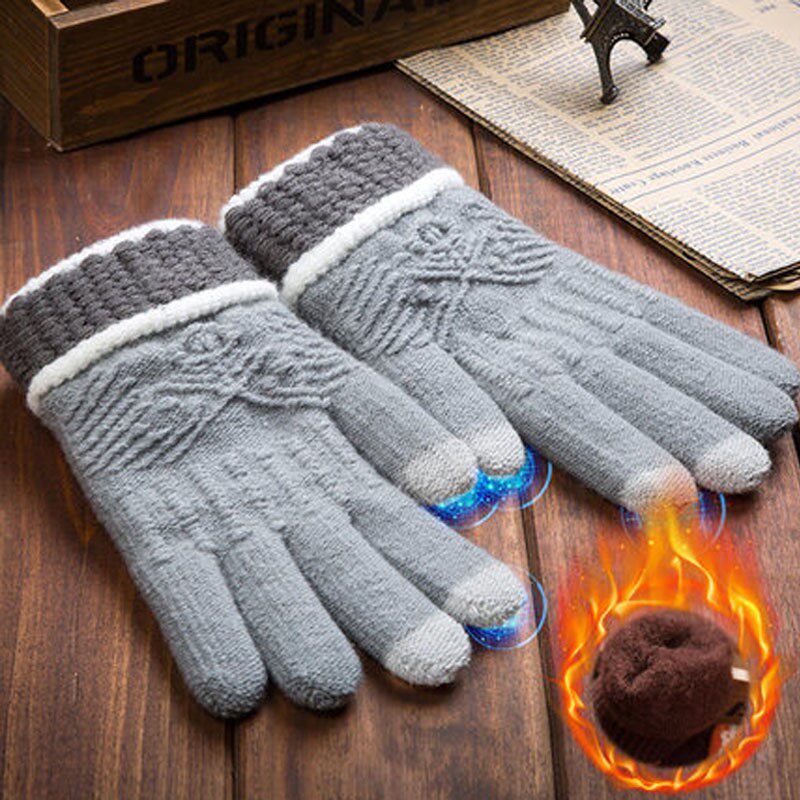 Men's stretch knitted touch screen gloves magic female winter warm Korean version student fashion big boy junior high school personality trend