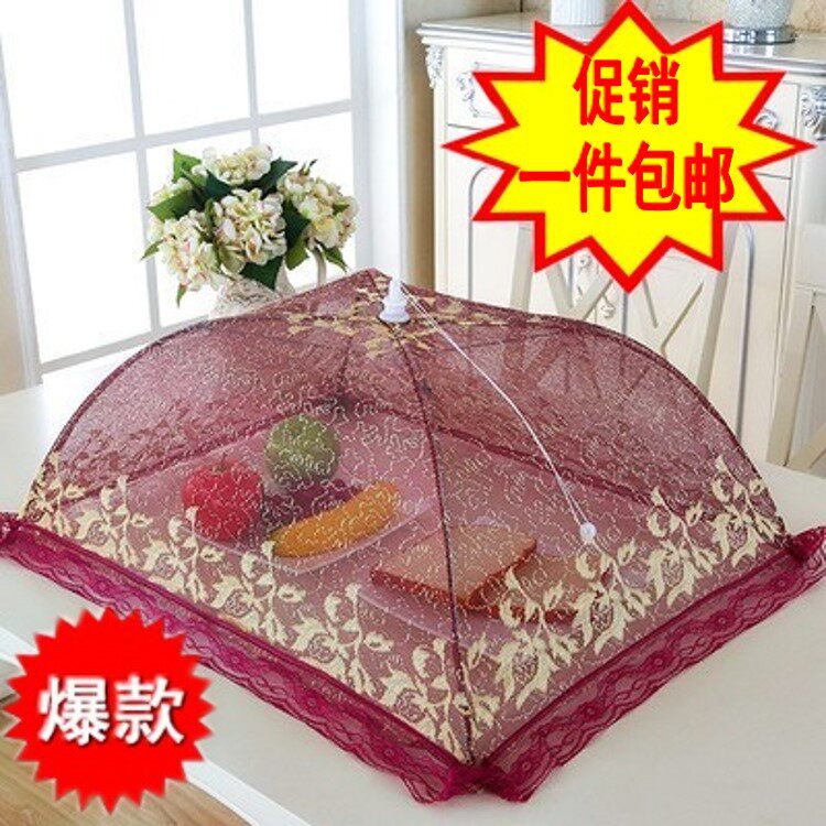 Kitchen dust-proof mosquito-proof food mesh bowl cover Table cover cover household buckle vegetable cover Vegetable cover Table folding umbrella cover