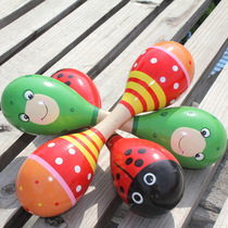 Large double-headed sand ball Childrens and infant teaching aids Wooden toys Educational sand ball musical instruments 13