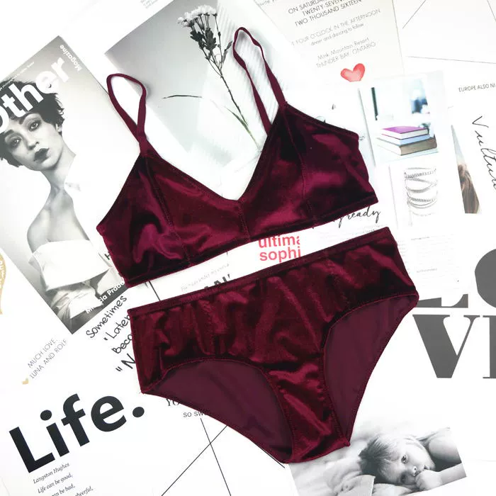 Sexy nhung bralette cup tam giác không có vòng thép áo ngực mỏng set đồ lót nhung thoải mái cho phụ nữ