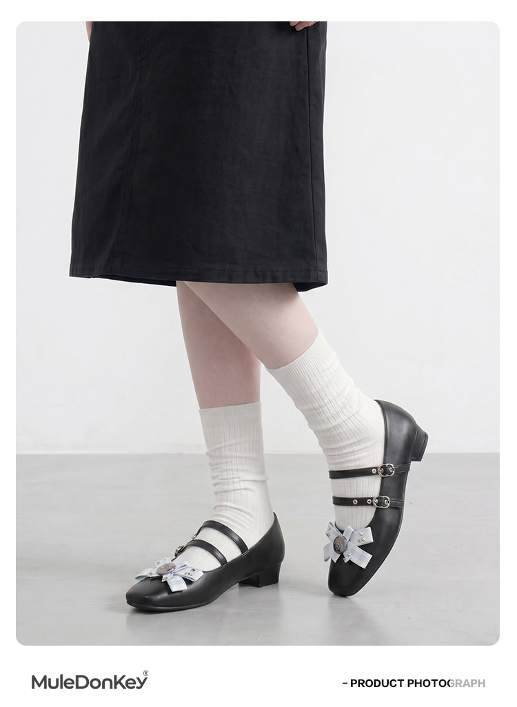 Mule Donkey Bow Square-Toe Mary Jane