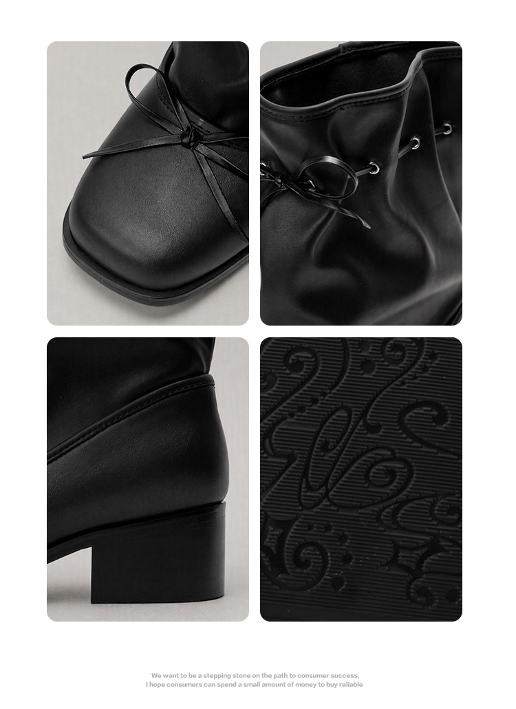 Mule Donkey Patent Square-Toe Mid-Calf Boot