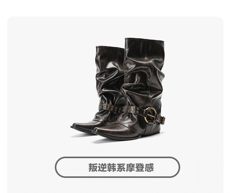 Mule Donkey Ruched Western Cowboy Boots