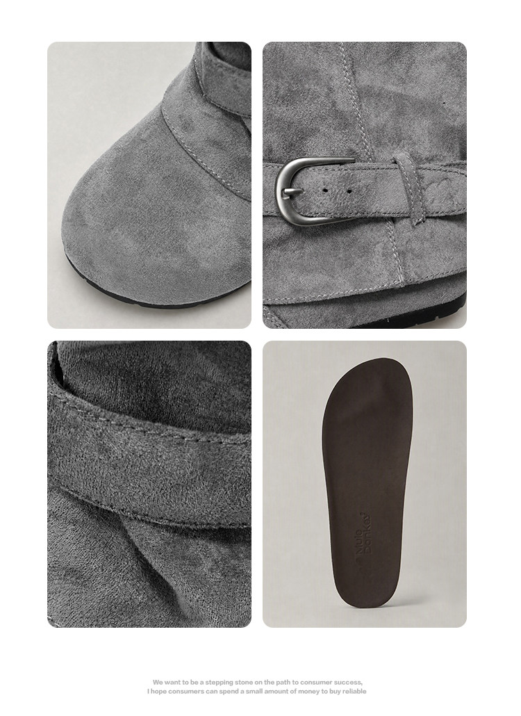 Mule Donkey Suede Buckle Strap Slouch Boot