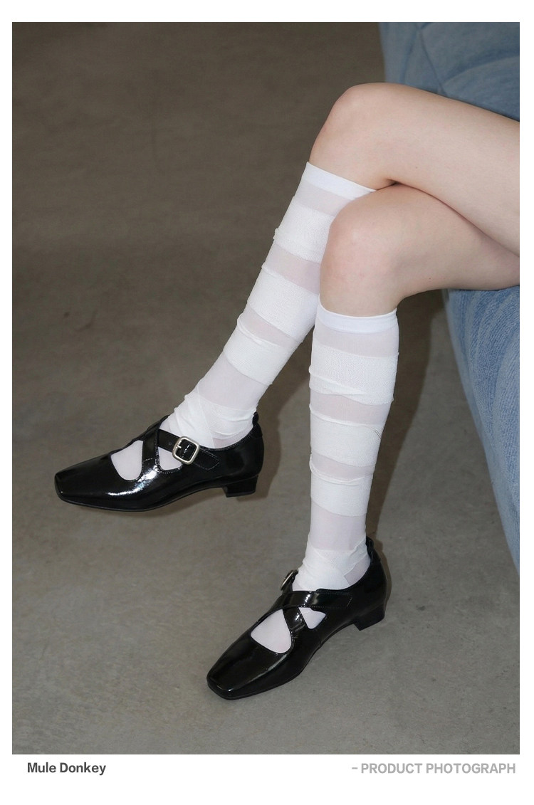 Mule Donkey Patent Leather Square-Toe Mary Jane